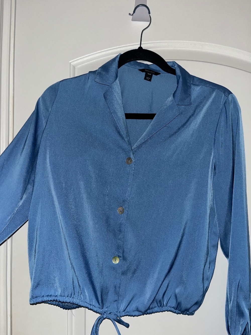 rw&co blue satin shirt size xs